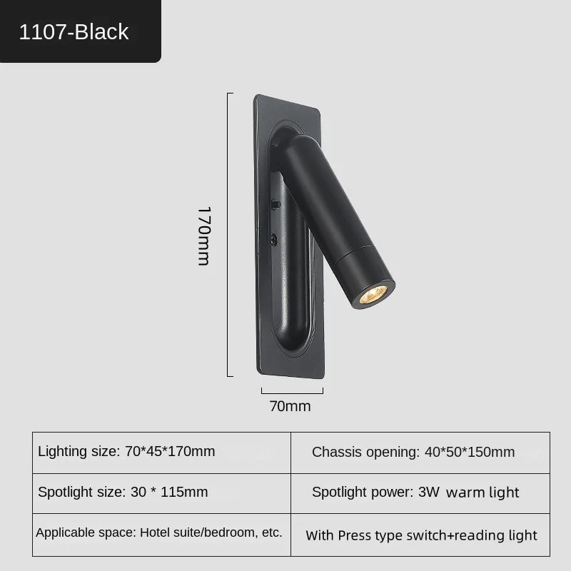 lampe murale moderne intégrée prise usb noir cuivre led 220v 90 260v