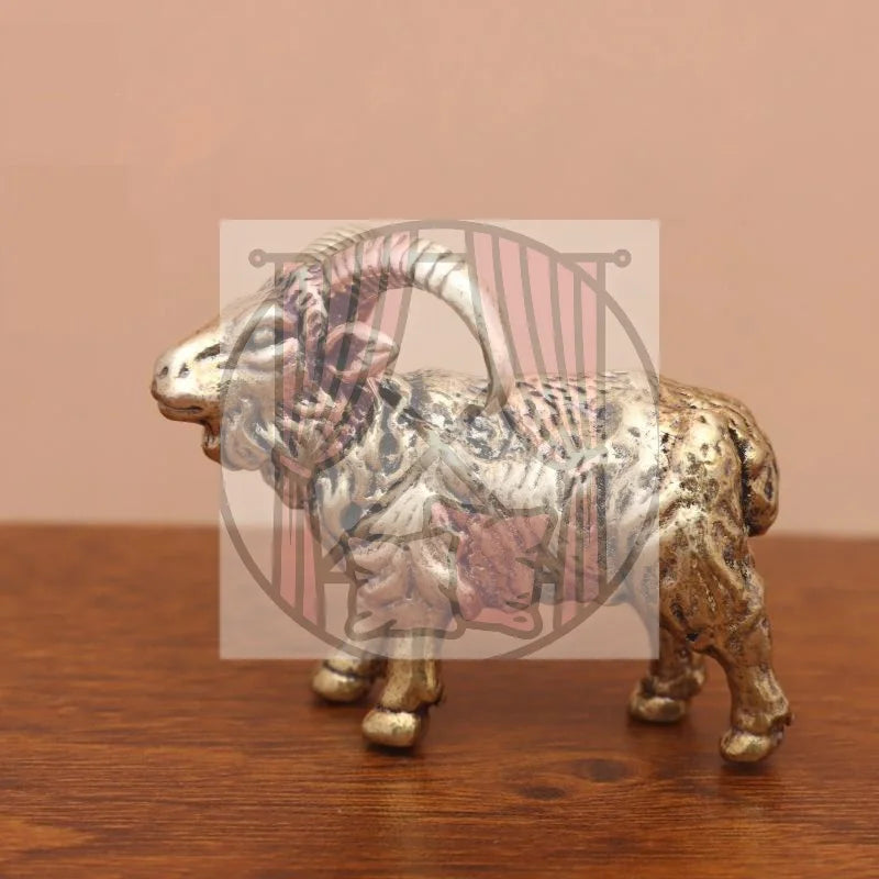 statuette chèvre bélier doré argenté brun clair texture laine décorative animaux intérieur