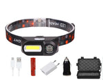lampe frontale led noir bandeau ajustable 1500lm 2000lm 18650 batterie charge usb camping chasse