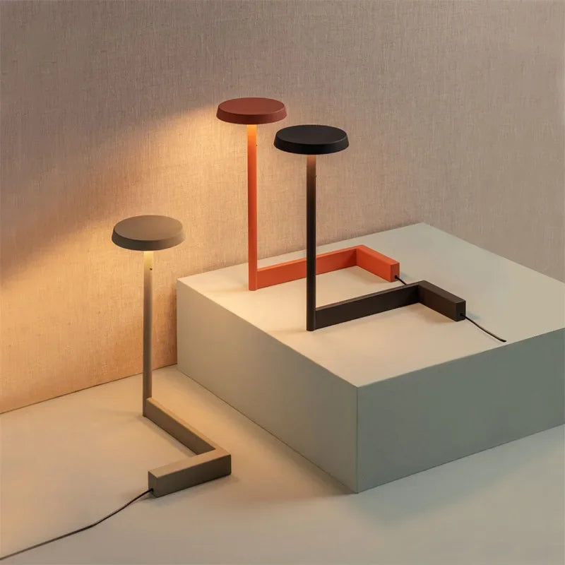 lampe pied moderne minimaliste gris rouge noir épurée LED salon chambre(toucher interrupteur)
