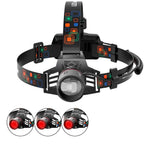 lampe frontale led rechargeable usb noir bande ajustable modes lumiere haute bas strobe