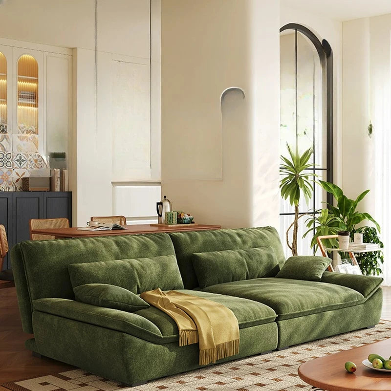 canapé moderne vert foncé velours 160cm 180cm 200cm salon bois minimaliste