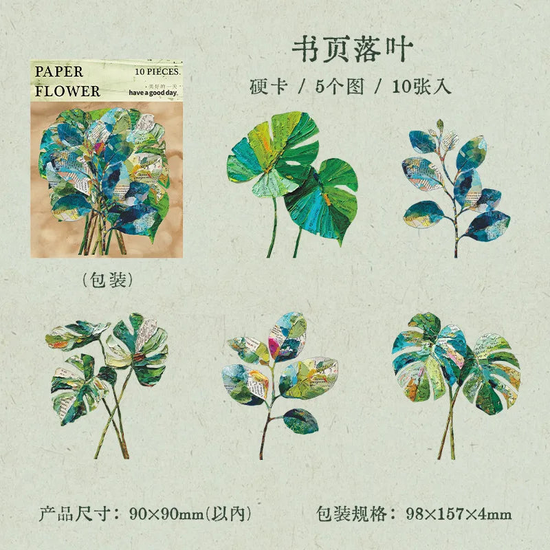 fleurs papier multicolores imprimées artisanales motifs floraux feuilles papillon 90x90mm 10pcs