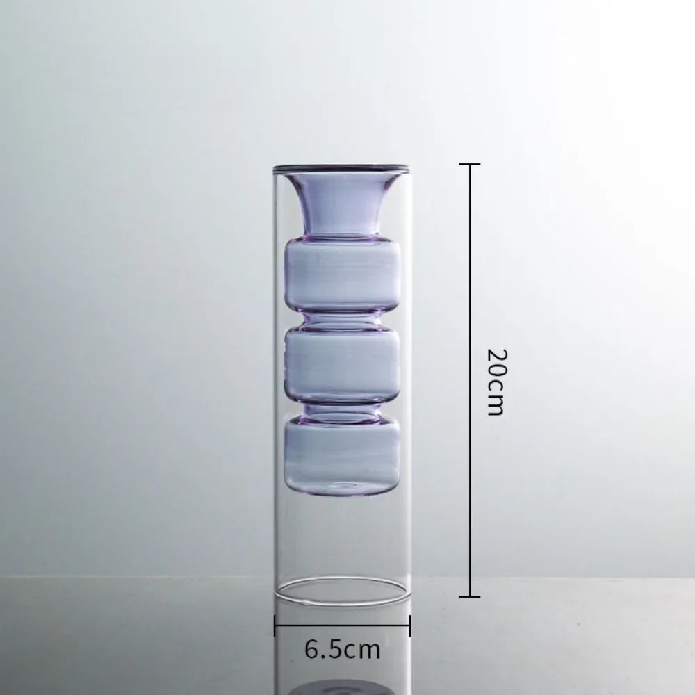 vases décoratifs modernes verre transparent couleur rose violet vert jaune bleu formes organiques arrondies