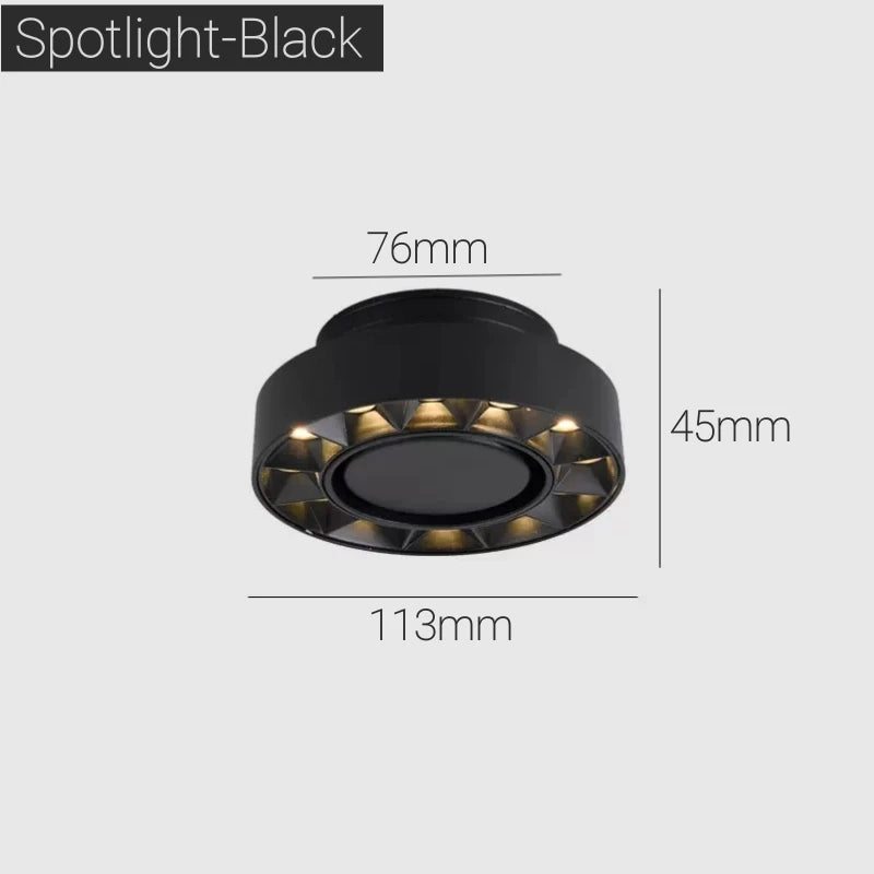 Spot lumineux anti éblouissement LED pliable noir blanc moderne monté surface