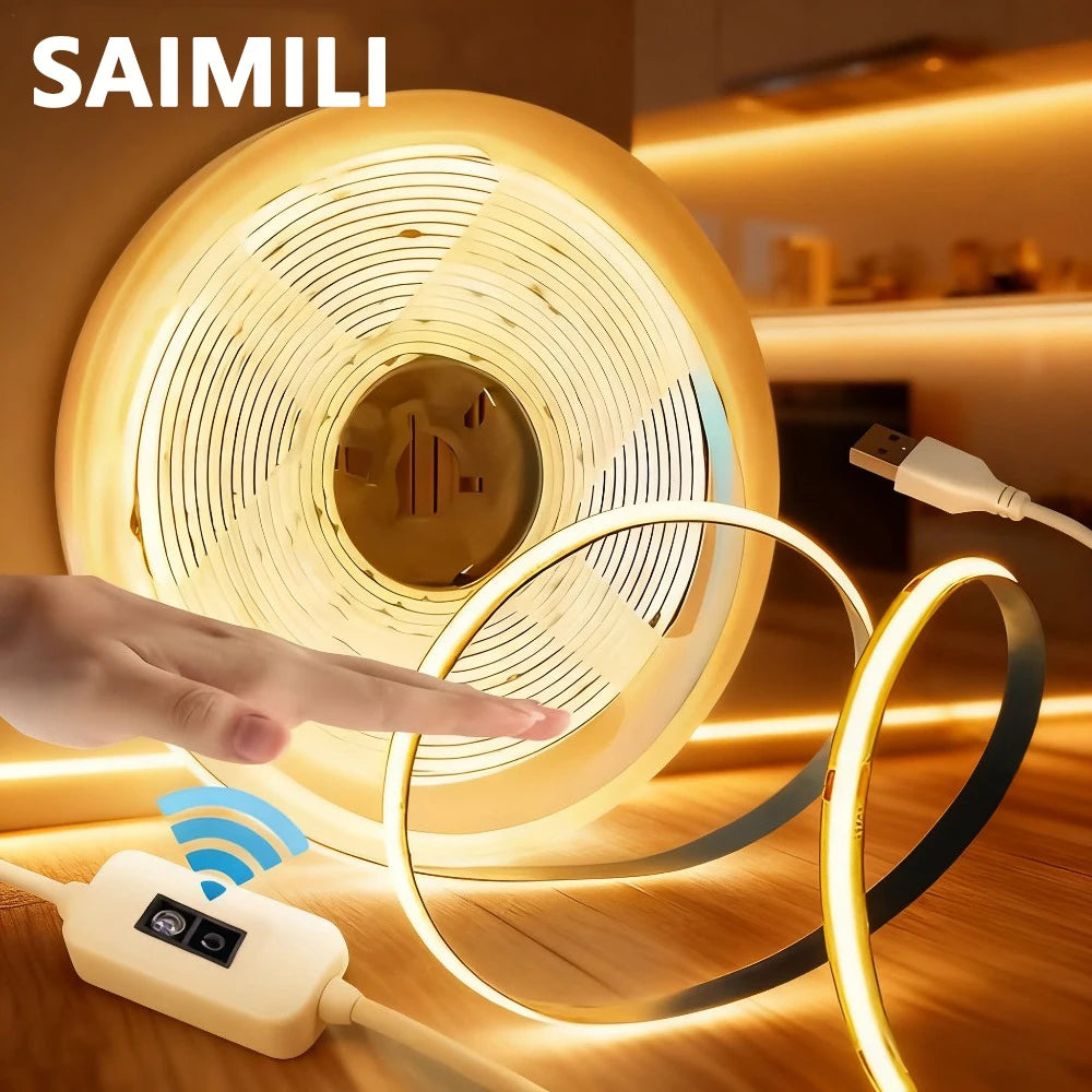 ruban led flexible adhésif blanc contrôleur tactile prise usb éclairage chambre moderne minimaliste