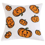 coussin carré halloween citrouilles feuilles deco moderne blanc opacité jacquard polyester fixations