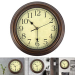 horloge murale classique vintage aiguille sans tic tac marron jaune cadrans chiffres romains salon