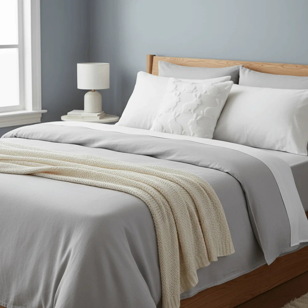 housse coussin décoration moderne rose clair blanc motifs floraux polyester coton 45cm lit chambre