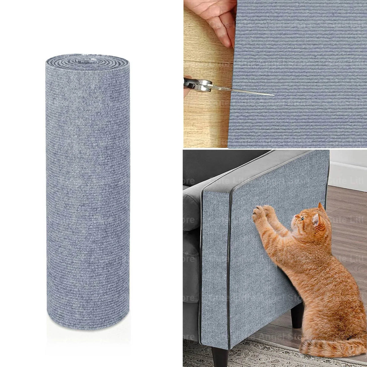 tapis chat anti griffes adhésif tranchable protège canapé gris moderne 40x300cm