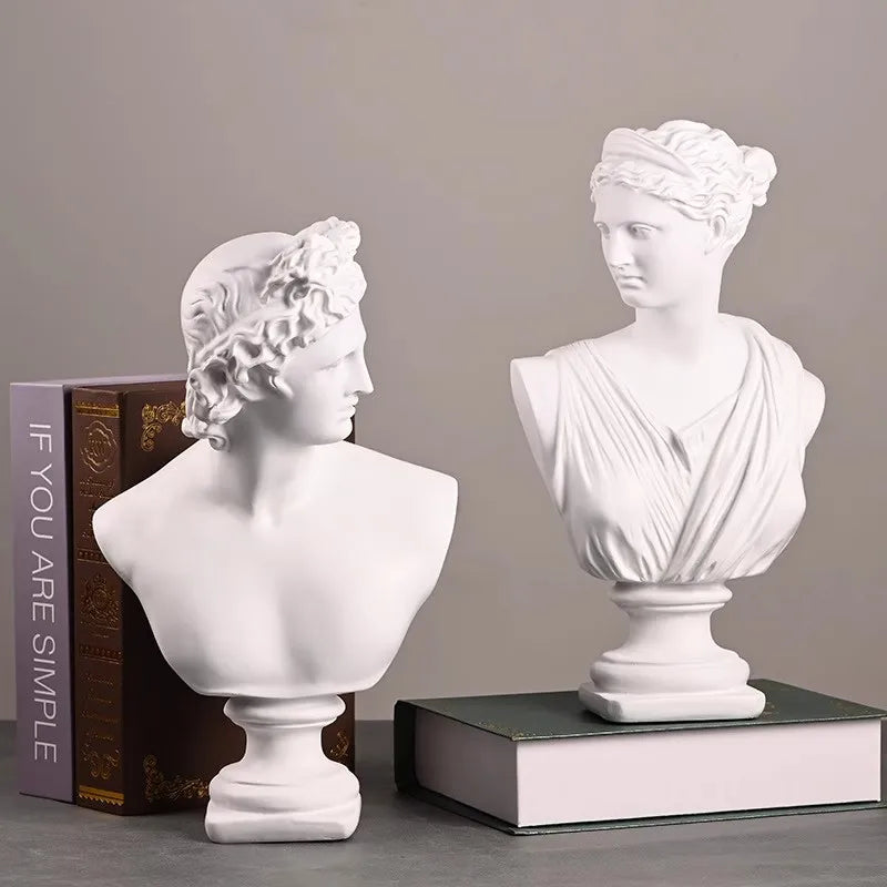 statues antiques blanc buste apollon arthemis sculptures details classiques art grec romain livres papier