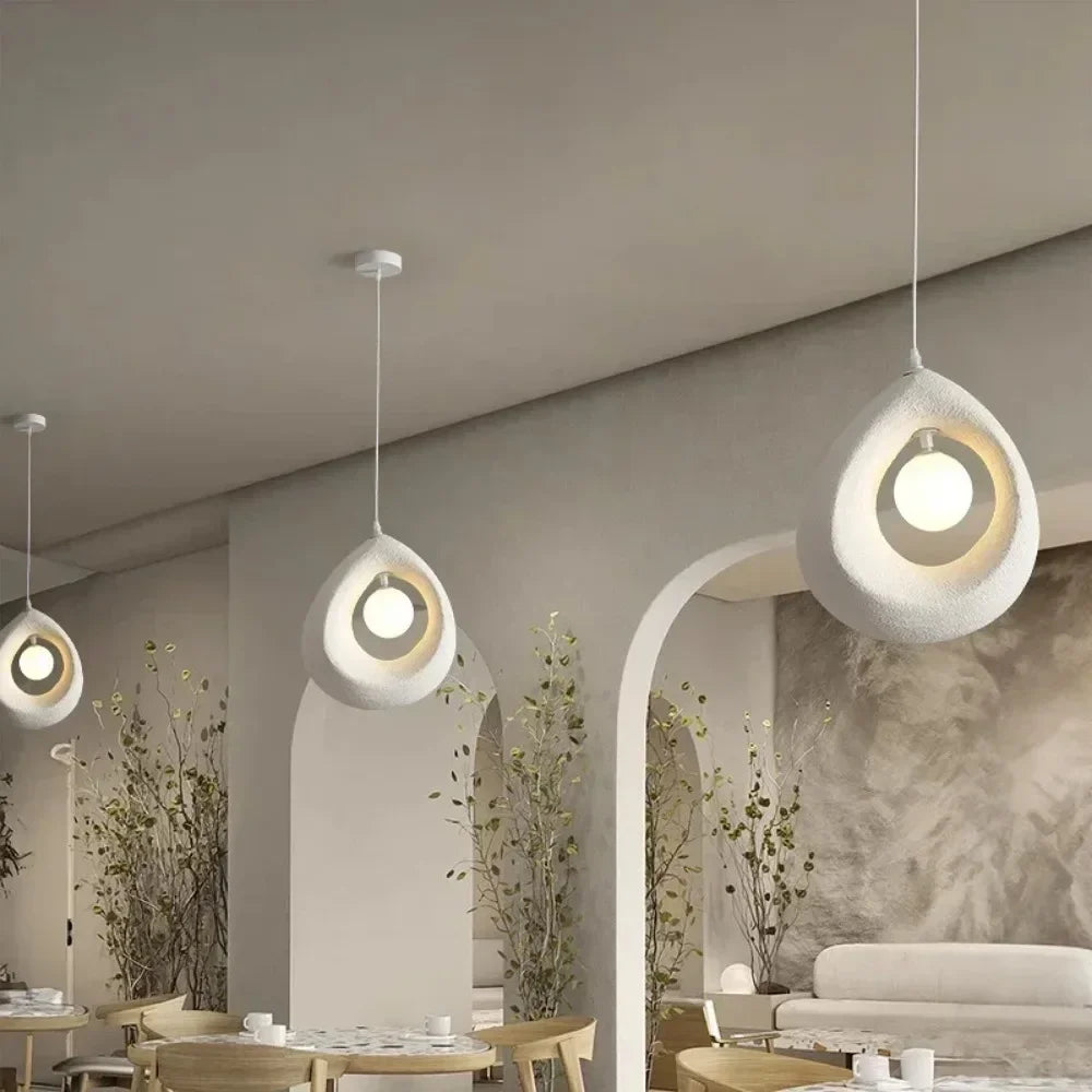 suspension lumineuse moderne gris texturé ampoule câble suspendu scandinave chambre salon decoration