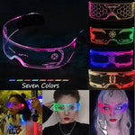 lunettes lumineuses led futuristes transparentes paillettes circuit imprimé élastique fête rave club nuit