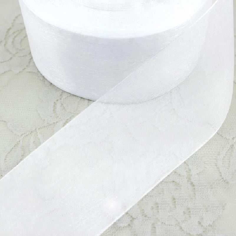 ruban organza blanc polyester largeur variable 12mm 15mm 20mm 25mm 40mm fixation décoration emballage