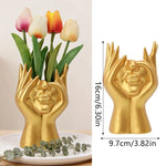 support pinceaux maquillage or argent noir visage stylisé moderne sculpturaliaux pinceaux