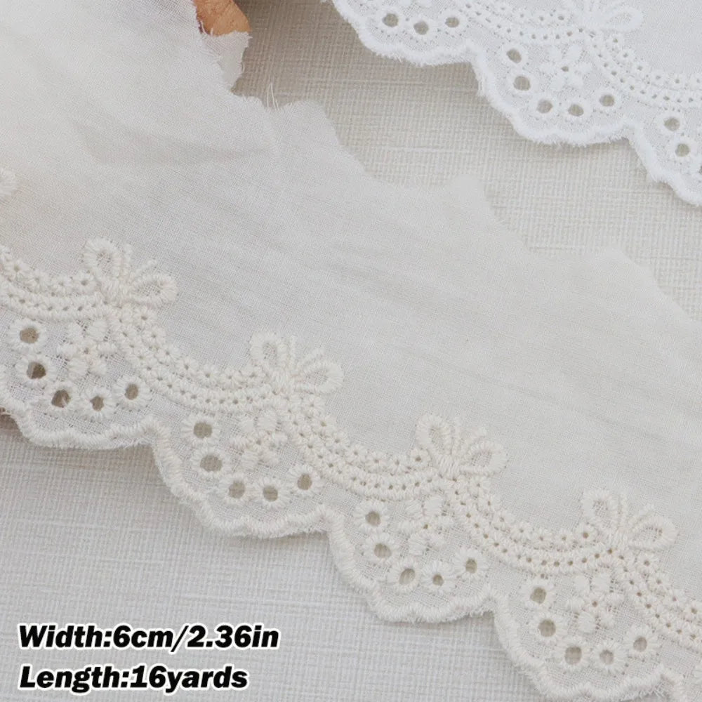 ruban dentelle blanche motif floral bordure 16 yards coton classique erotique deco mariage artisanal
