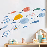 sticker mural poisson coloré décoration enfant chambre dessin animé adhésif facile poser durable