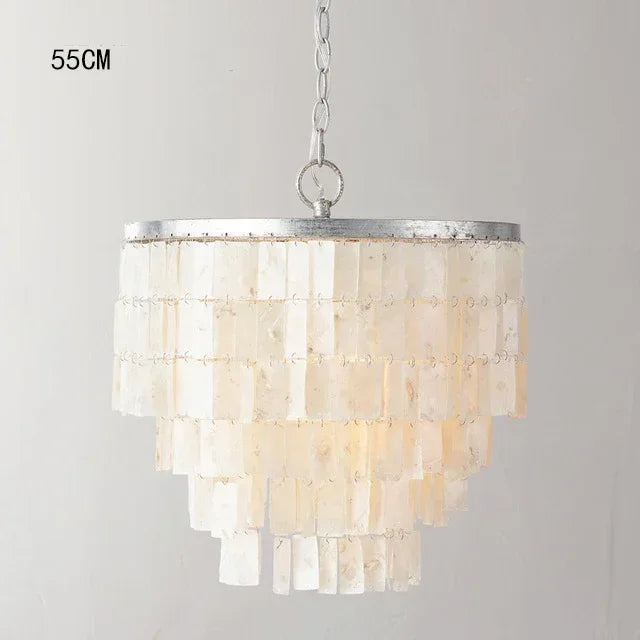 lustre pendentif coquillage vintage blanc doré salon chambre restaurant