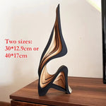 sculpture bois moderne abstraite rayures horizontales noir beige décoration intérieure épurée minimaliste