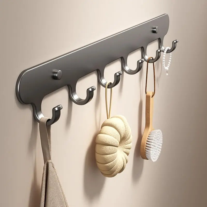 porte serviettes mural gris métallisé moderne 50cm large vis fixations utilisation multiple chambre cuisine