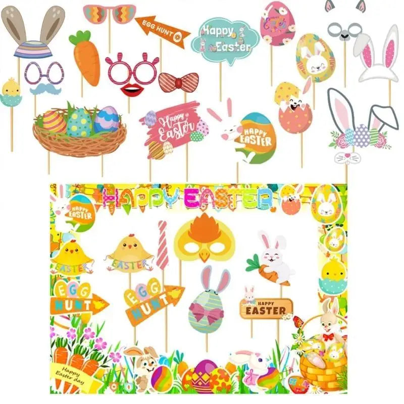 cadre photo pâques multicolore lapins poussins œufs carottes décoratif clips accessoires photo famille fête