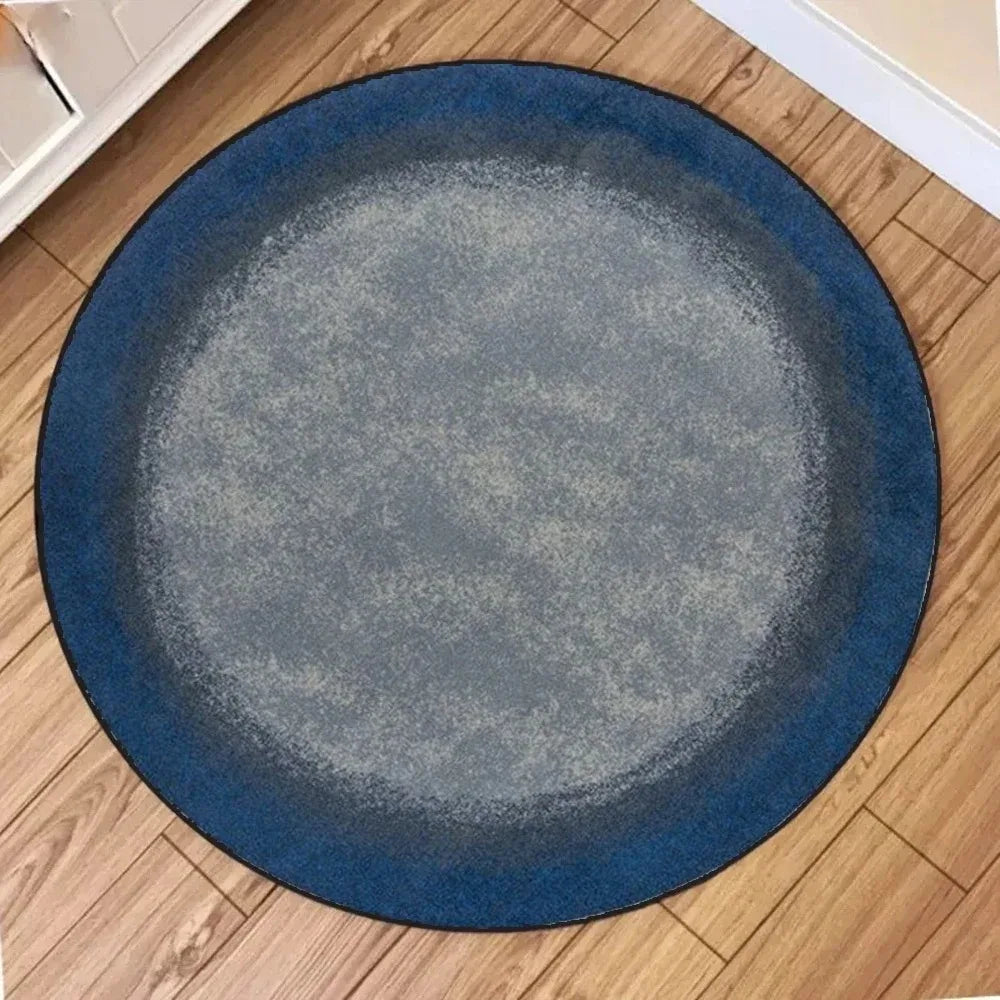 tapis rond vert jaune bleu rayures concentriques moderne salon chambre decoration interieur polyester tissé