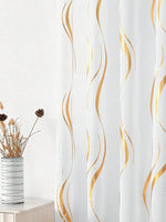 rideau moderne polyester translucide rayures or ondulées maison classique inclusion