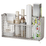 panier grille métallique noir blanc argenté moderne fixé mur rangement bouteilles boîtes 27x14.5x7cm