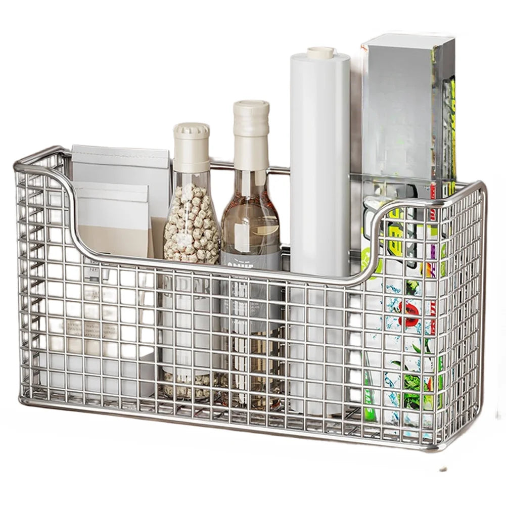 panier grille métallique noir blanc argenté moderne fixé mur rangement bouteilles boîtes 27x14.5x7cm