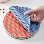 tapis table silicone gris rose bleu moderne réseau hexagonal cuisine protection comptoir 17.5cm