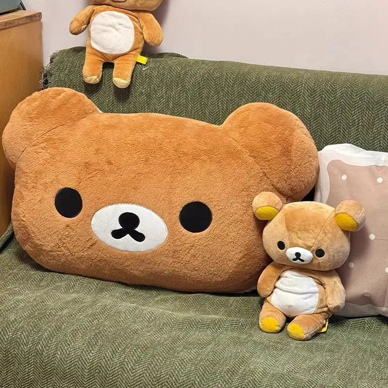 coussin mignon bébé ours visage doux moelleux lit adulte beige marronclair marronn Foncé