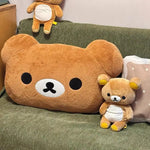 coussin mignon bébé ours visage doux moelleux lit adulte beige marronclair marronn Foncé