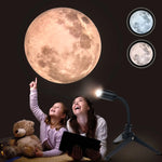 projecteur lune texture lunaire blanc beige gris moderne trépied interrupteur usb câble lumière nocturne