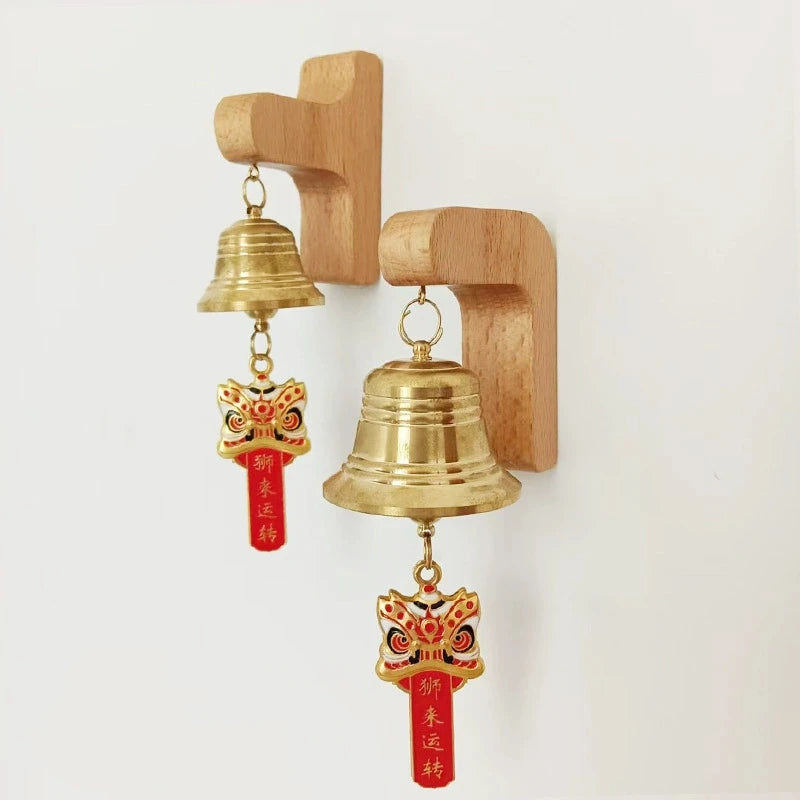 cloche porte or bois naturel papillon chinois deco classique wind chime fixations