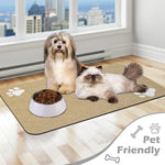 tapis nourriture animal imprimé pattes moderne beige clair rapide séchage bol