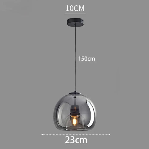suspension lumineuse moderne sphère verre transparent argentée lustre salon salle manger éclairage intérieur