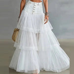 Jupe tulle multicolore bohème romantique volants blanc gris bleuclair bleufoncé