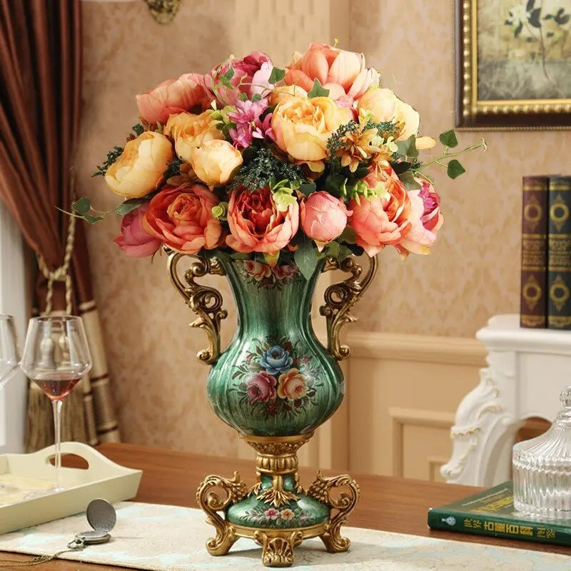Vase jaune en résine pour décoration intérieure élégante