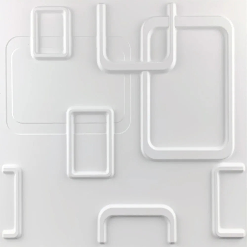 panneau mural moderne blanc triangles géométriques adhésif décoration intérieure relief PVC