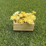 miniature plante artificielle pot bois fleur violet rose jaune bleu