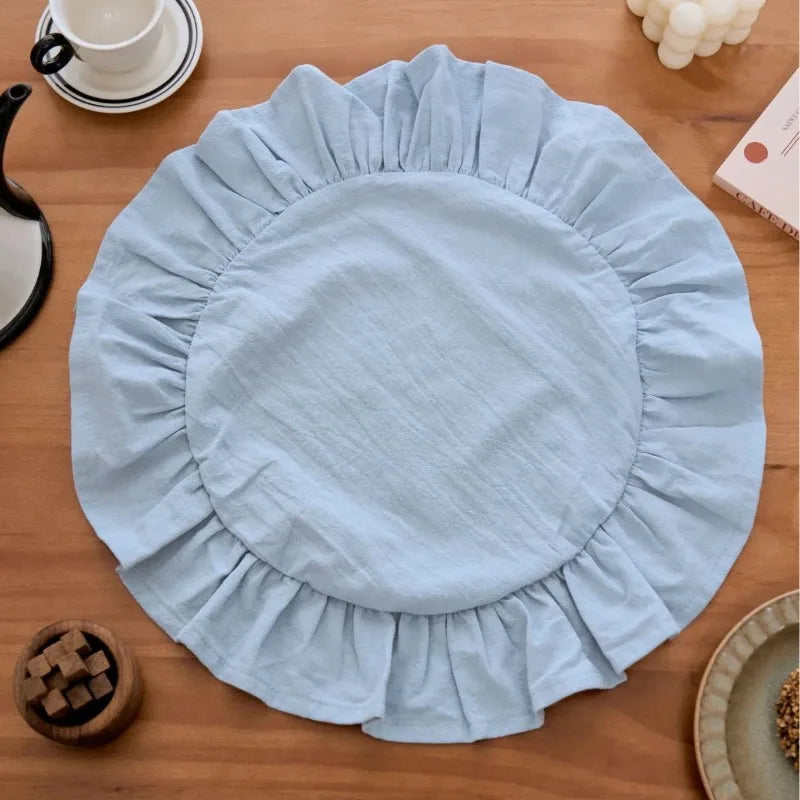 placemats ruchés vert clair rose bleu clair beige élégants table restaurant mariage 30cm 38cm