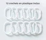 rideau douche semi transparent motifs carrés moderne blanc gris bordures épuré texturé plis réguliers