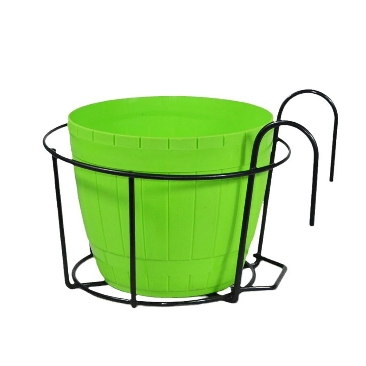 support pot fleurs rond fer noir blanc moderne clips balcon jardinage