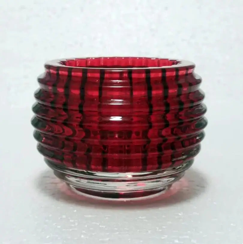supports bougies transparents moderne rayures horizontales bougie rouge doréDecoration maison fêtes