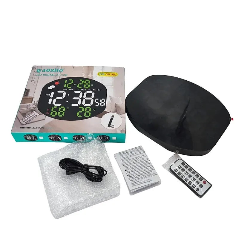 horloge murale numérique moderne multifonctionnelle affichage led noir blanc vert
