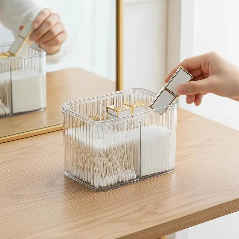 boîte rangement coton tige vert transparent moderne minimaliste