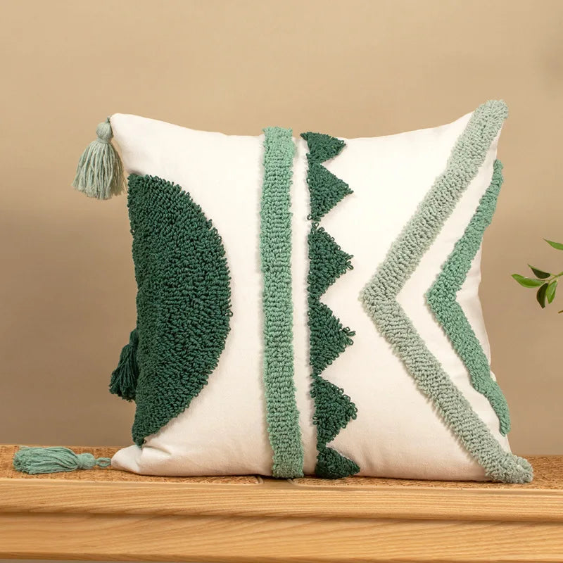 housse coussin bohème géométrique franges polyester 45x45cm 30x50cm décoration salon chambre voiture