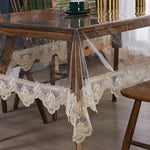 nappe table rectangulaire transparente dentelle beige pvc imperméable salle manger classique