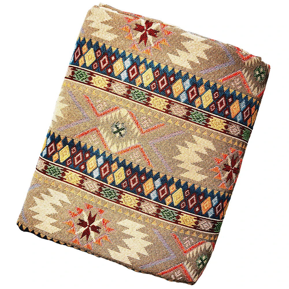 tissu jacquard ethnique coton polyester motif géométrique décoratif sac coussin rideau artisanat