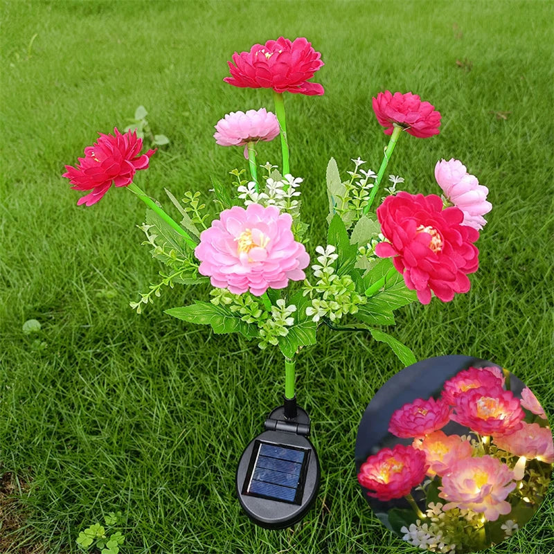 fleurs artificielles lumineuses rouge rose jaune blanche modernes extérieures patio jardin decoration fete noel